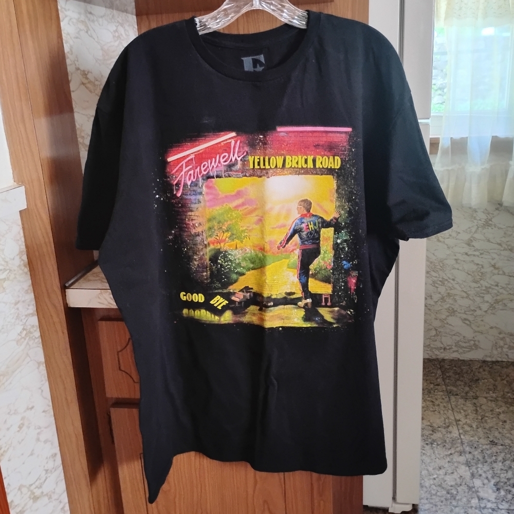 Elton John Farewell Yellow Brick Road 2022 Final Tour Black T-Shirt, 2 Sided XXL